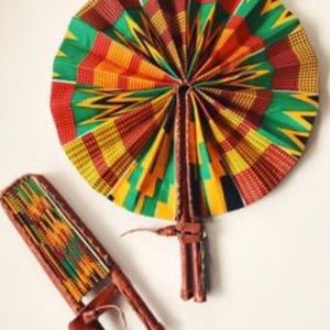 Authentic fan with genuine leather handle